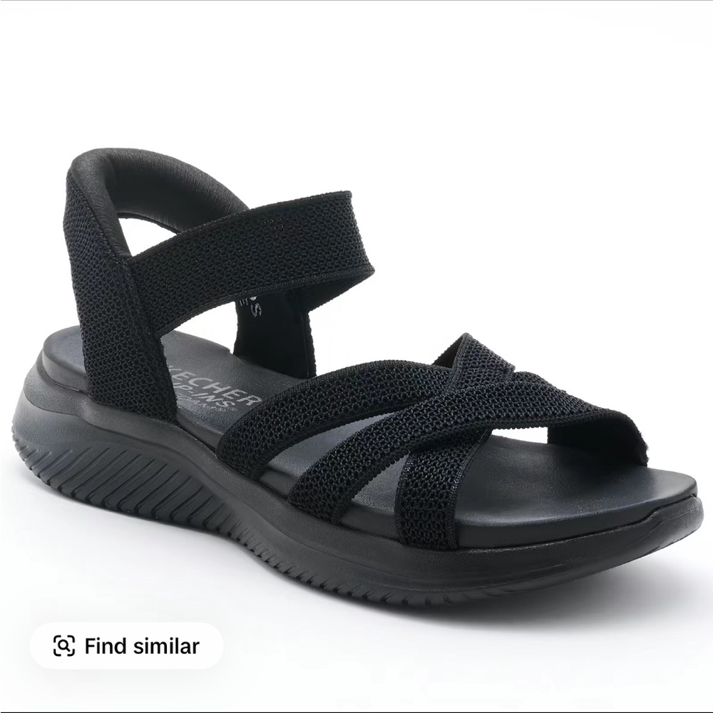 NEW SKECHERS Black Strappy Slip-in Sandal